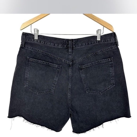 Agolde Black Jean Shorts pleated Distressed Cut-Off Hem - Picture 5 of 5